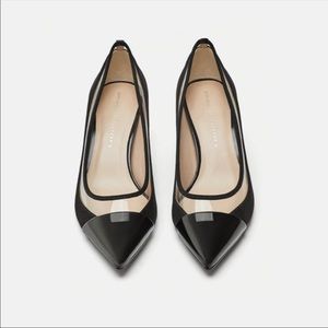 Zara Black Kitten Heels with Clear Plastic